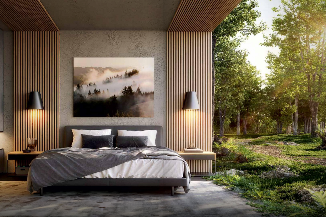 Schlafzimmer mit Wandpaneele von terHuerne